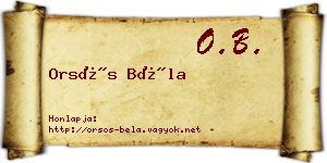 Orsós Béla névjegykártya